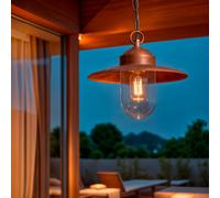 LEDKIA LIGHTING Lámpara Colgante Exterior Aluminio Perth Marrón oscuro E27
