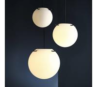 Lámpara colgante FRANDSEN Koi, cristal, blanco/negro, Ø 25 cm
