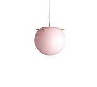 Lámpara colgante FRANDSEN Koi, cristal, rosa/latón, Ø 25 cm