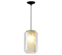 Lámpara colgante French Art E26/E27 Base Kitchen Island Pendant Light, Height Adjustable Smoked Amber Glass Ceiling Hanging Lamp For Dining Room Living Office Bar