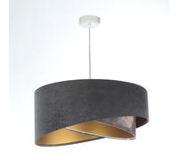 Lámpara Colgante Gris Dorado E27 Redonda Ø 50 Cm Tela Terciopelo Óptica Moderna