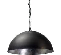 Lámpara Colgante Gris Metal Pantalla Interior Plateada Ø50cm H:26cm Hecha A Mano