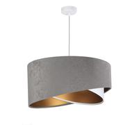 Lámpara Colgante Gris Oro Blanco Tela Velur Óptica Redondo Ø50cm Pendelleuchte