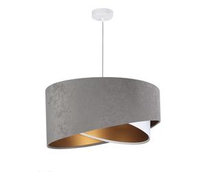 Lámpara Colgante Gris Oro Blanco Tela Velur Óptica Redondo Ø50cm Pendelleuchte