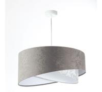 Lámpara Colgante Gris Redonda D: 50 Cm Blanco Tela Terciopelo Óptica E27