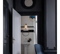 Lámpara colgante Gubi Lite, Ø 36 cm, latón/azul