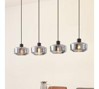 Lámpara colgante Hildur de Lindby, 4 luces, 115 cm, gris humo, cristal