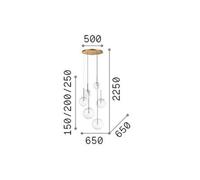 Lámpara colgante IDEAL LUX Equinoxe de 6 luces, color cromo, cristal