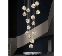 Lámpara colgante Iluminación 15 bombillas de cristal escalera lámpara colgante larga edificio duplex gran araña Sala Villa hueco moderno minimalista escalera alta estrella de luz