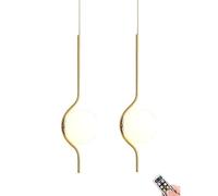 Lámpara colgante inalámbrica alimentada por batería con bombilla USB y control remoto de mediados de siglo, lámpara colgante sin cable con pantalla de cristal blanco, ideal para isla de cocina y mesa