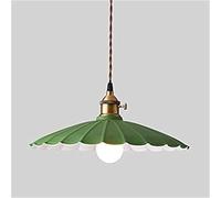 Lámpara colgante individual de interior con preciosa pantalla festoneada, mini lámpara de techo colgante de metal, lámpara colgante para mesa de billar, isla de cocina, comedor, bar, restaurante (verd
