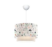 Lámpara colgante infantil lurgan 1xe27 20 w motivo de árbol plástico tela 70xø30 cm blanco [lux.pro]