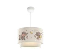 lux.pro Lámpara Colgante Infantil Lurgan Lámpara de Techo para Niños con Motivo de Elefante para Dormitorio 1xE27 Pantalla Doble de Tela 70 x Ø 30 cm Blanco