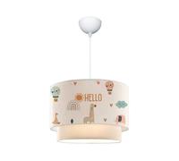 lux.pro Lámpara Colgante Infantil Lurgan Lámpara de Techo para Niños con Motivo de Jirafa para Dormitorio 1xE27 Pantalla Doble de Tela 70 x Ø 30 cm Blanco