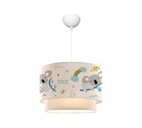 lux.pro Lámpara Colgante Infantil Lurgan Lámpara de Techo para Niños con Motivo de Koala para Dormitorio 1xE27 Pantalla Doble de Tela 70 x Ø 30 cm Blanco