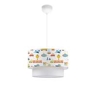 Lámpara colgante infantil lurgan 1xe27 20 w motivo de medios de transporte plástico tela 70xø30 cm multicolor [lux.pro]