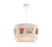 Lámpara colgante infantil lurgan 1xe27 motivo de animales del bosque 70xø30 cm - blanco [lux.pro]