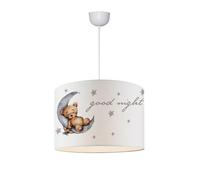 lux.pro Lámpara de Techo Infantil Rugby Lámpara Colgante para Niños con Motivo Osito Elegante para Guarderías Dormitorio 1xE27 9W Plástico Tela 70 x Ø 28 cm - Blanco