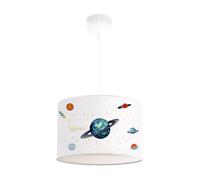 lux.pro Lámpara de Techo Infantil Rugby Lámpara Colgante para Niños con Motivo Planetas Elegante para Guarderías Dormitorio 1xE27 9W Plástico Tela 70 x Ø 28 cm - Blanco