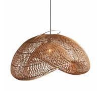 Lámpara Colgante Japonesa Lámpara De Mimbre Tejida A Mano De Viento Silencioso Iluminación De Iluminación De Pantalla De Bambú Luz De Techo Vintage Color Café Integrada para Salón De Té, Sala YANZHAO