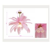 Lámpara colgante KARE Feather Palm, rosa, plumas, Ø 87 cm, G9