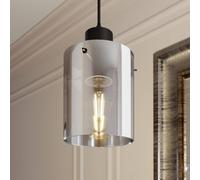 Lámpara colgante Kourtney de Lindby, Ø 15 cm, negro/gris, vidrio, E27