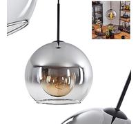 Lámpara colgante Koyoto, lámpara colgante de metal/vidrio en color negro/humo,luminaria de 1 lámpara en diseño vintage/retro con pantalla de vidrio (Ø 25 cm), altura máx. 147 cm,1xE27, sin bombilla(s)