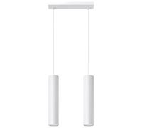 SOLLUX lighting Lagos 2 Lámpara Colgante | Diseño Moderno Con Pantalla Cilíndrica, Estilo Industrial | Bombilla GU10 Reemplazable, 2 x 40 W | Acero Con Recubrimiento En Polvo, Blanco, 30 x 6 x 90 cm