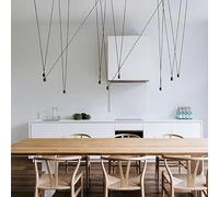 Lámpara colgante, Lámpara colgante V-intage DIY Match Line for sala de estar, vestíbulo, comedor, lámpara geométrica en y negro(Black,COLD WHITE_9 HEADS)