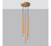 Lámpara colgante - lámpara de diseño moderno, 5 luces, acabado en oro, ideal para iluminación decorativa en espacios interiores