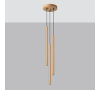 Lámpara colgante - lámpara de diseño moderno en color oro, con 3 puertos de luz, ideal para decoración y ambiente cálido