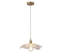 Lámpara Colgante Lámparas de Araña de Cristal con Forma de Hoja de Loto Y Pantalla de Cristal Transparente Soplado A Mano 1 Luz Altura Ajustable Estilo Rústico para Colgar Sobre El Fregadero de La C