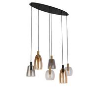 Lámpara Colgante Larga B: 95cm H: Máx. 1,4m Vidrio Metal Vintage Mesa De Comedor