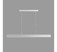 Lámpara colgante larga lineal, lámpara colgante de tira de metal ultrafina con acabado en plata cepillada, lámpara de araña LED moderna - 57 W, lámparas de suspensión para comedor, luces de isla