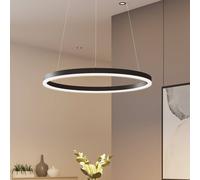 Lámpara colgante LED Arcchio Albiona, negra, 1 anillo, Ø 60 cm True