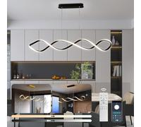 Lámpara colgante LED Creative Spiral para techo mesa de comedor isla de cocina lámpara de comedor regulable con mando a distancia lámpara moderna para oficina cocina sala de estudio (negro, L100cm)
