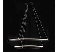 Lámpara colgante LED de anillo ajustable moderna: lámpara de araña de metal acrílico para sala de estar, dormitorio, mesa de comedor, color negro, atenuación continua, 113 W, altura de 80 a 100 cm.