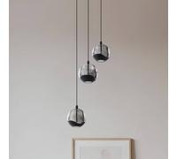 Lámpara colgante LED Hayley de Lucande, negra, 3 luces, cristal