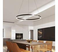 Lámpara Colgante LED Lámpara Sala Estar Candelabro Regulable Con Control Remoto Luces Colgantes Lámparas Mesa Comedor Modernas Iluminación Acrílico Redonda Aluminio Techo,Negro,1lap 60cm