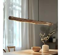 Lámpara colgante LED Lindby Nekala, negra, madera, 120 cm de largo