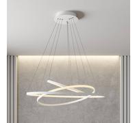 Lámpara colgante LED Lucande Ezana, blanca, metal, Ø 80 cm