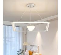 Lámpara colgante LED minimalista, luz colgante LED cuadrada moderna blanca, iluminación de suspensión de hierro moderna regulable, iluminación contemporánea ajustable para cocina, sala de estar,