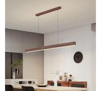 Lámpara Colgante LED Moderna para Isla de Cocina, lámpara de araña Regulable con Control Remoto, Altura Ajustable, lámpara de Comedor, Acabado Nogal, 120 cm, diseño Lineal para Oficina y Mes