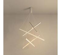 Lámpara Colgante LED Moderna Regulable de Color Blanco para techos Altos - Diseño en Color Crema, Ideal para Sala de Estar, Comedor, Escalera y Restaurante - Lámpara de Arte Flotante