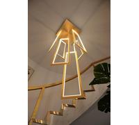 Lámpara Colgante LED Moderna Regulable: Elegante luminaria Rectangular para techos Altos, Ideal para escaleras de Caracol, Villas, Salas de Estar, hoteles y restaurantes, con Control Remoto.