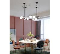 Lámpara Colgante LED Moderna y Creativa con Forma de Bola de Cristal Planet Orbit para decoración de Sala de Estar o cafetería (Negro, 110 cm de diámetro).
