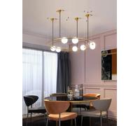 Lámpara Colgante LED Moderna y Creativa con Forma de Bola de Cristal Planet Orbit para decoración de Sala de Estar o cafetería (Dorada, 110 cm de diámetro).