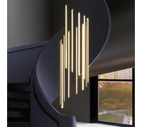 Lámpara colgante LED para escaleras, lámpara giratoria moderna de 12 cabezales, lámpara de techo de aluminio regulable, luz cálida ajustable, 100 cm de longitud, iluminación interior elegante. LWX