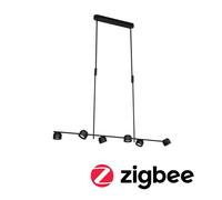 Paulmann 79783 Luminaria colgante LED Smart Home Zigbee Puric Pane Effect, 6x450lm, altura reg., 1x6x63W, regulable, negro, metal, plástico, 2700K
