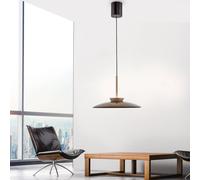 lámpara colgante LED PURE E-Moon bronce, cristal ámbar (oscuro), Ø50 cm